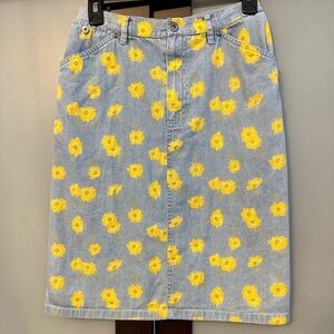 Vintage Liz Claiborne Floral Denim Skirt